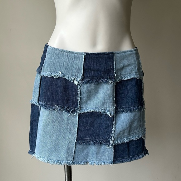 Princess Polly Sirena Patchwork Denim Mini Skirt, Blue S US 6 - Picture 2 of 7
